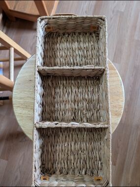 Woven Rectangular 3-Compartment Storage Basket - Natural